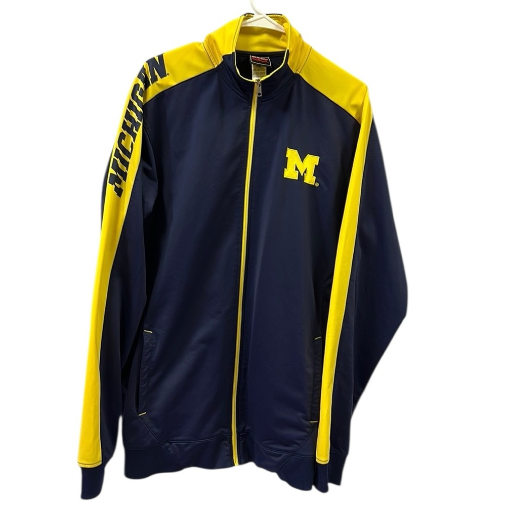 Genuine Stuff Vintage Full Zip Michigan Wolverines Logo Jacket Maize Blue Mens M